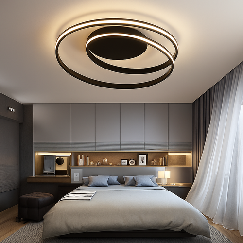 Plafonnier design LED double boucle (noir ou blanc) - vue 3 sur 3