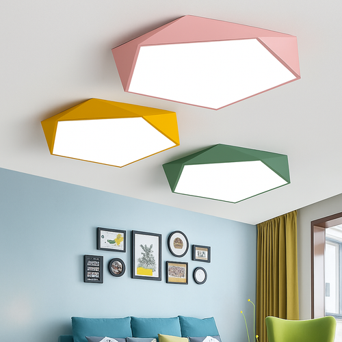 Plafonnier design LED géométrique de couleur - vue 2 sur 7