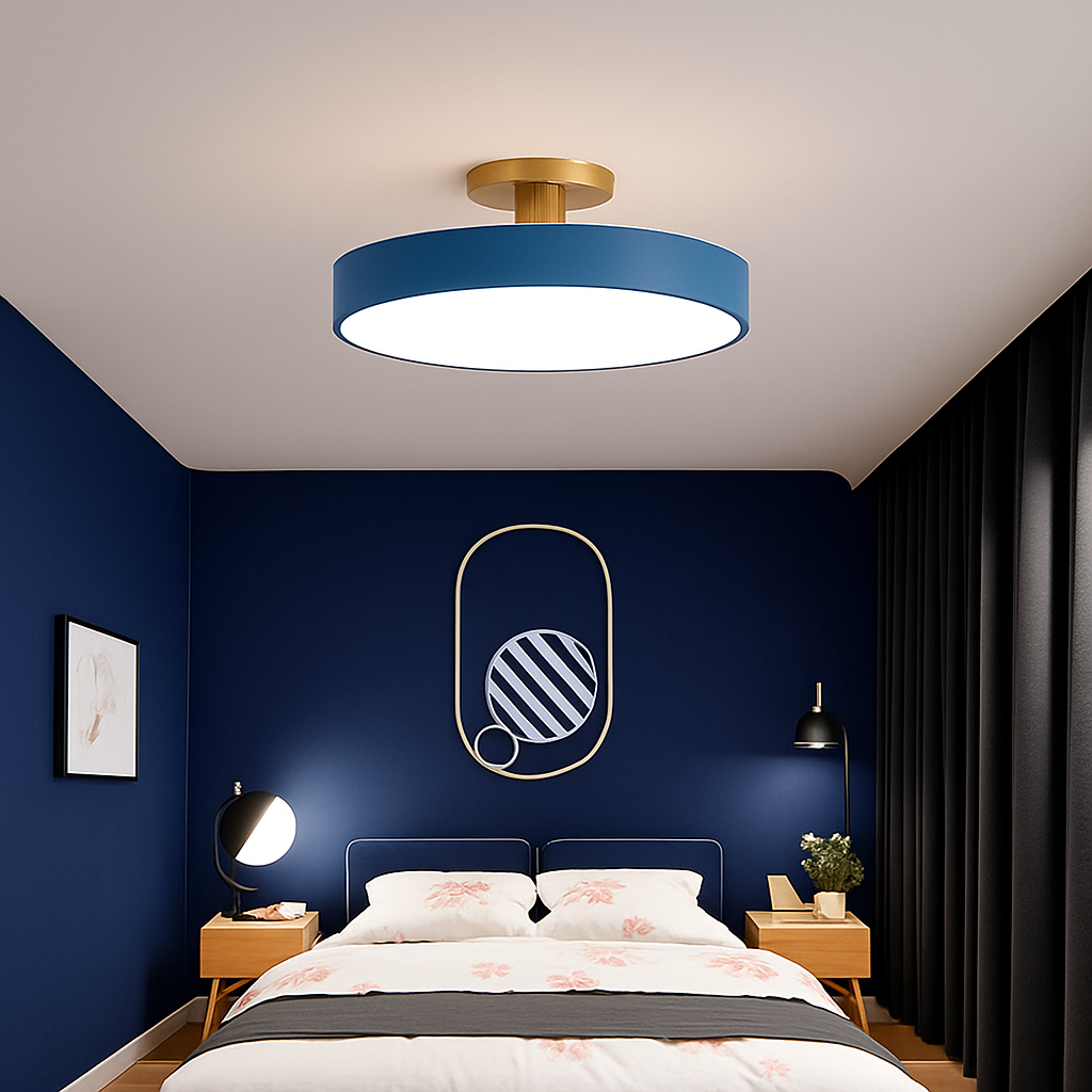 Plafonnier design à LED rond et support doré Office - vue 2 sur 3