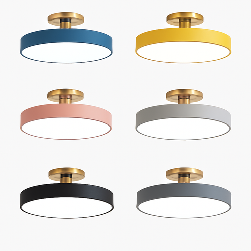 Plafonnier design à LED rond et support doré Office - vue 3 sur 3