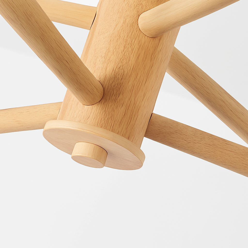 plafonnier en bois avec abat-jour boule de verre design moderne - vue 4 sur 13