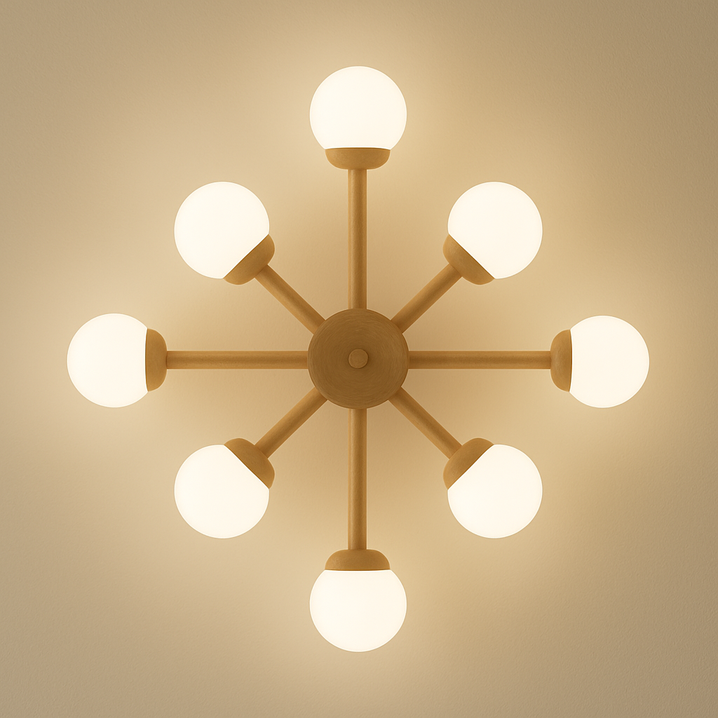 plafonnier en bois avec abat-jour boule de verre design moderne - vue 6 sur 13