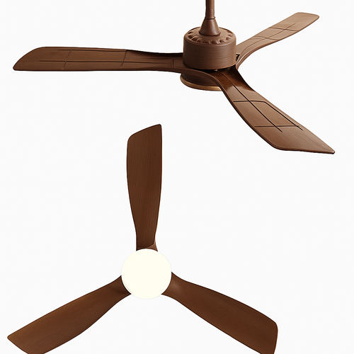 plafonnier en bois avec ventilateur télécommande et lumière intégrée - vue 10 sur 12