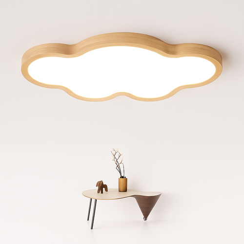 Plafonnier en bois à LED en forme de nuage - vue 2 sur 2