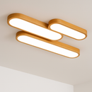 Plafonnier en bois à LED en forme de tubes arrondis