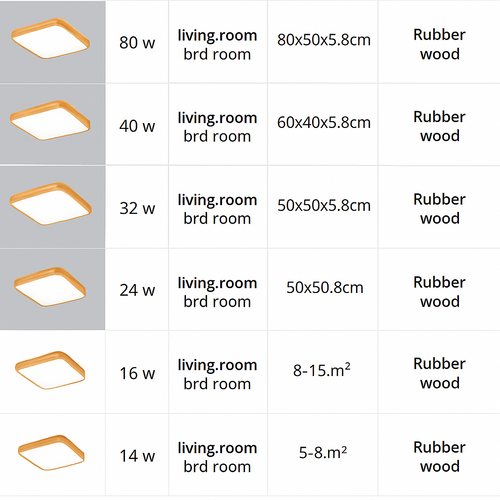 Plafonnier en bois à LED (plusieurs formes) - vue 13 sur 15
