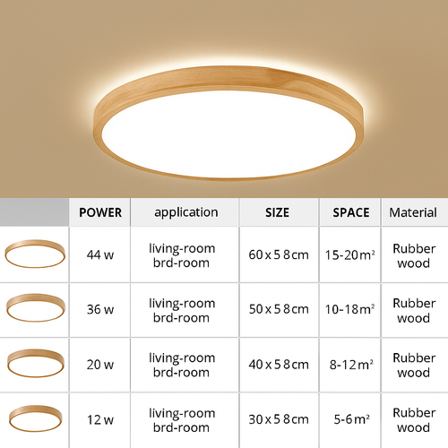 Plafonnier en bois à LED (plusieurs formes) - vue 15 sur 15