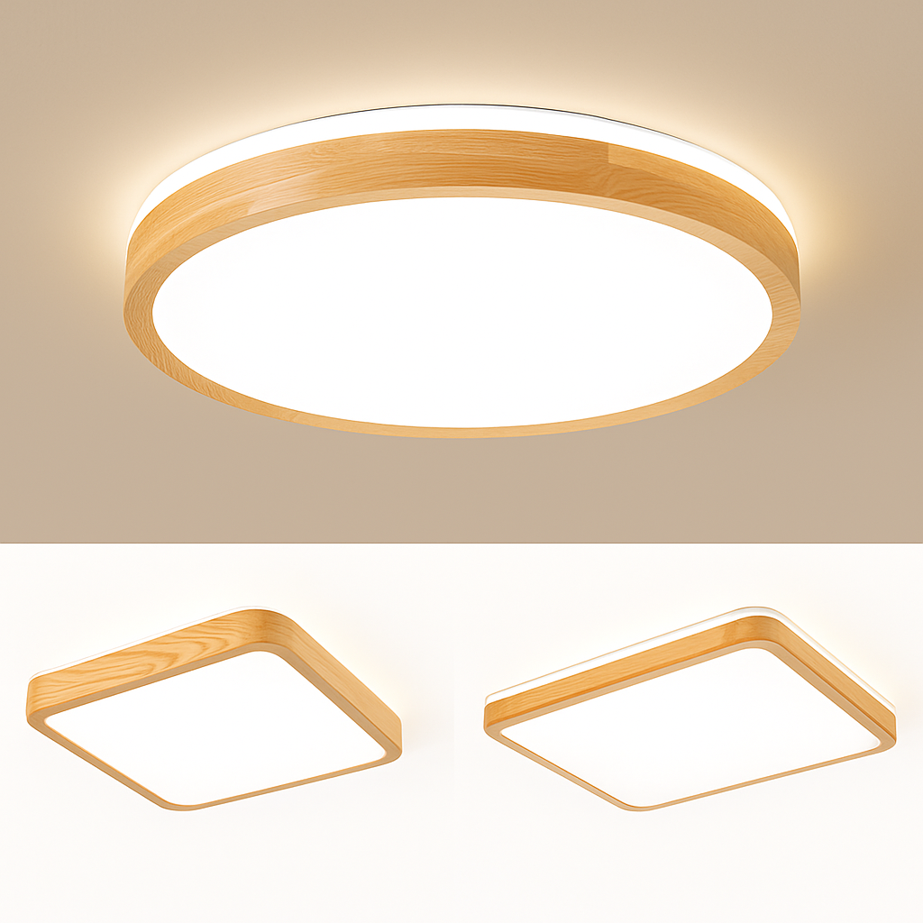 Plafonnier en bois à LED (plusieurs formes) - vue 3 sur 15