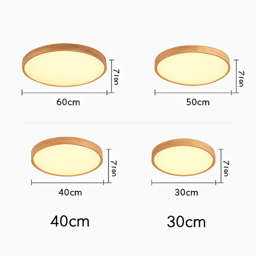 Plafonnier en bois à LED très fin en forme de rond - vue 5 sur 5