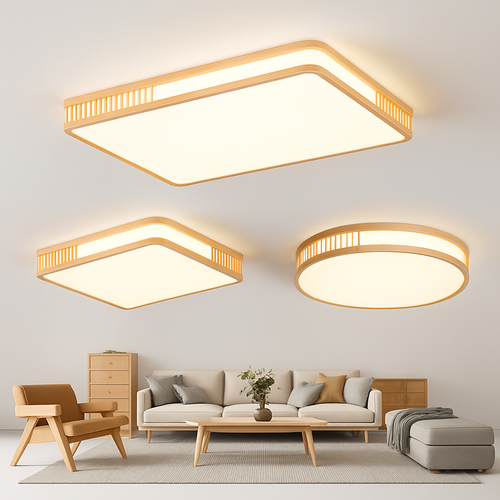 plafonnier en bois naturel à led pour décoration intérieure - vue 2 sur 14