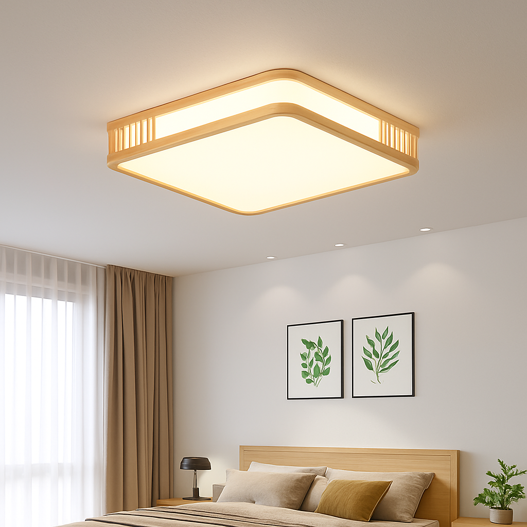 plafonnier en bois naturel à led pour décoration intérieure - vue 3 sur 14