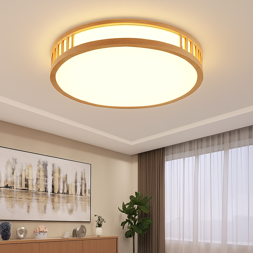 plafonnier en bois naturel à led pour décoration intérieure - vue 4 sur 14