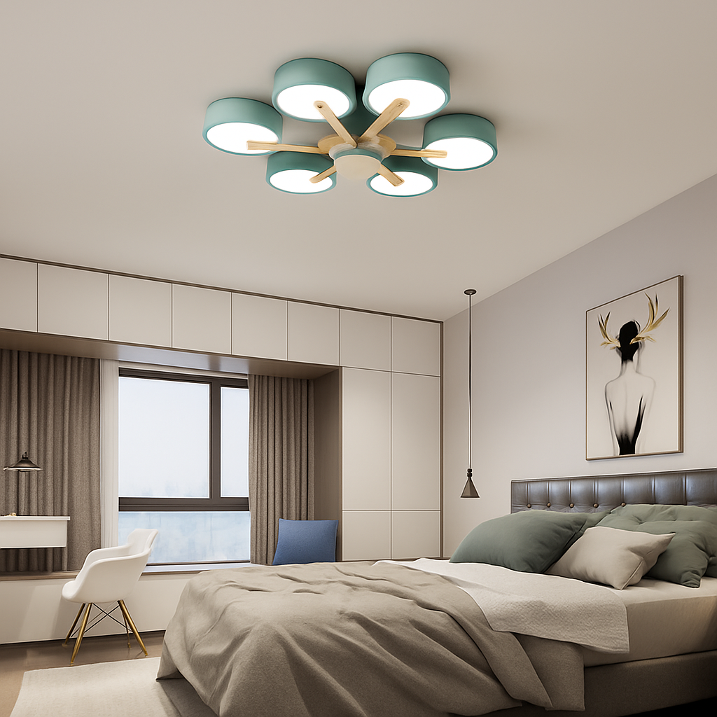 plafonnier en bois style moderne décoration intérieure lumineux design élégant - vue 3 sur 18