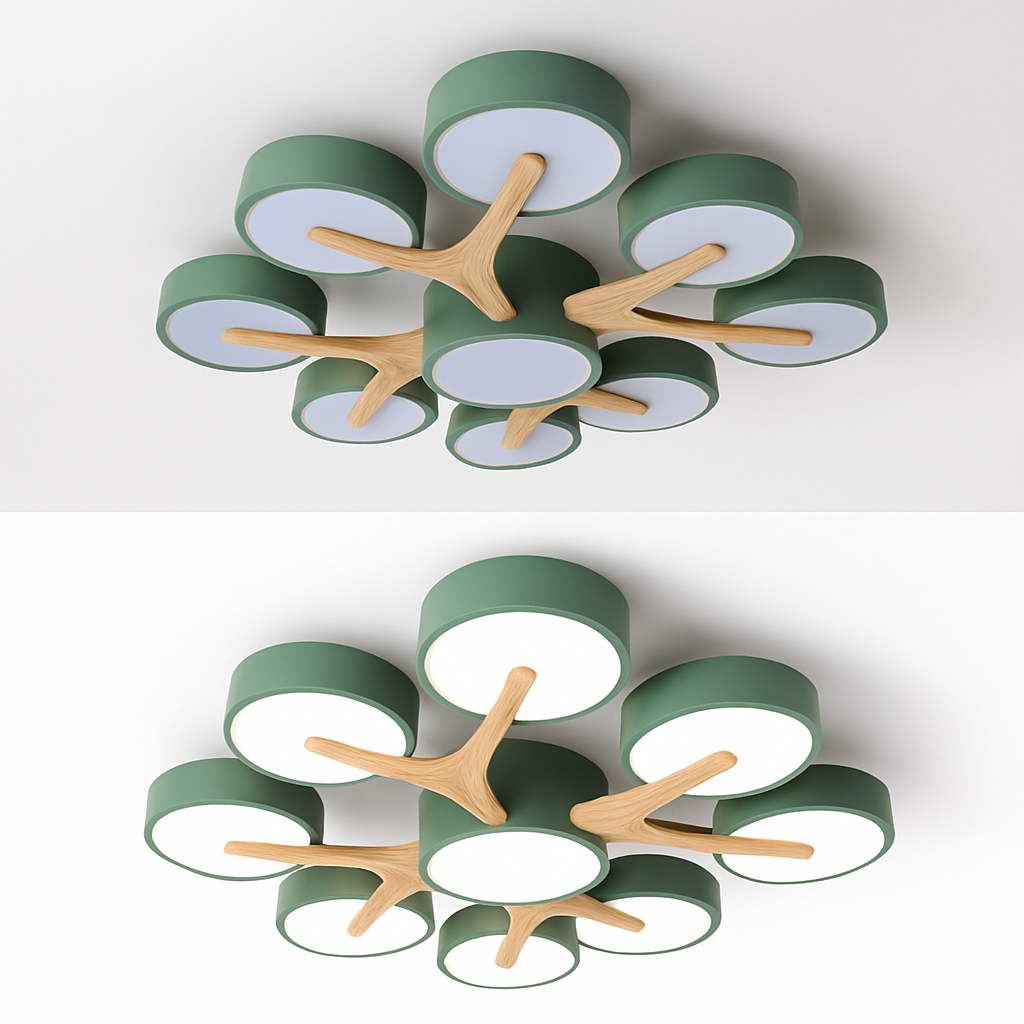 plafonnier en bois style moderne décoration intérieure lumineux design élégant - vue 7 sur 18