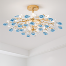 plafonnier en céramique de luxe moderne avec fleurs en cristal