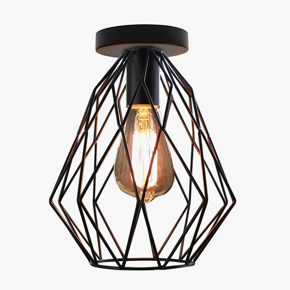 plafonnier en cage de fer moderne led décoratif industriel nordique