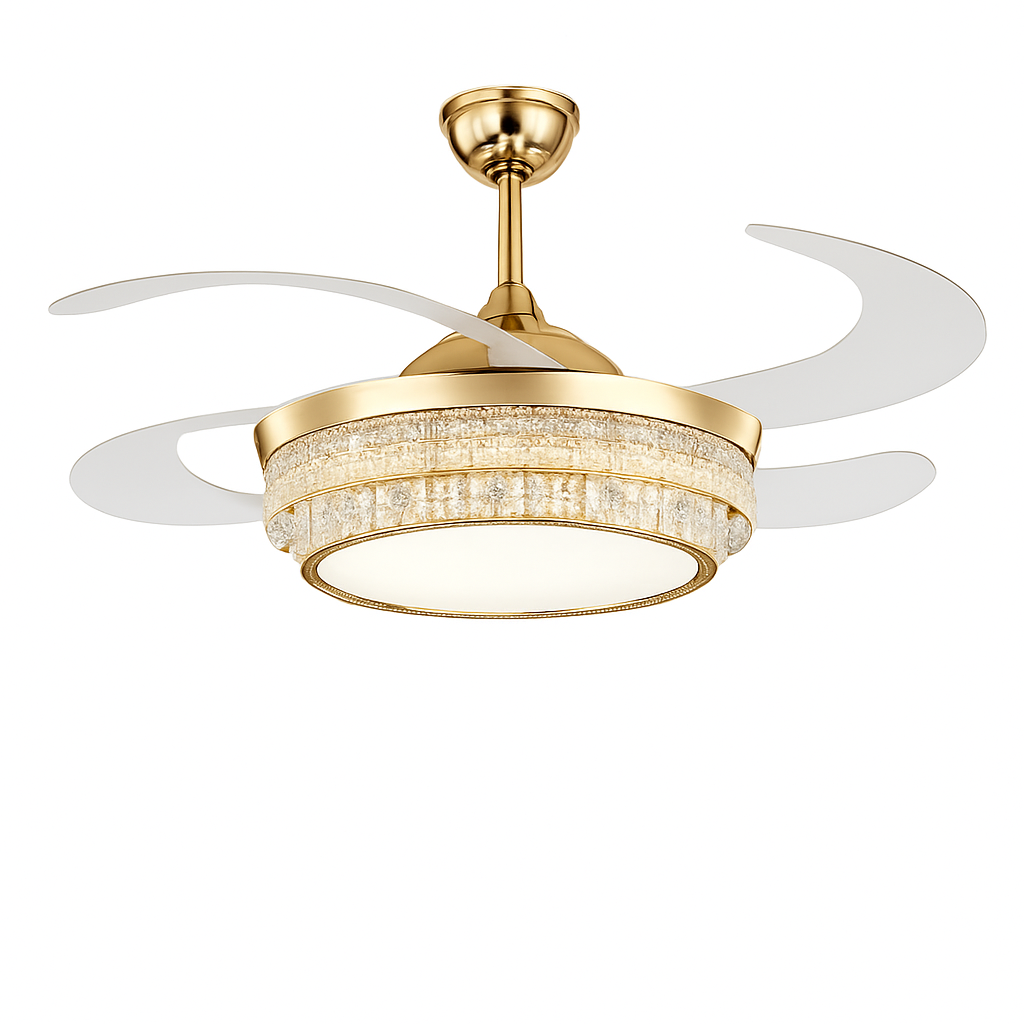 plafonnier en cristal avec lumière et télécommande design élégant