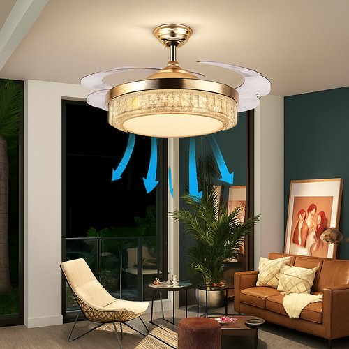 plafonnier en cristal avec lumière et télécommande design élégant - vue 6 sur 6
