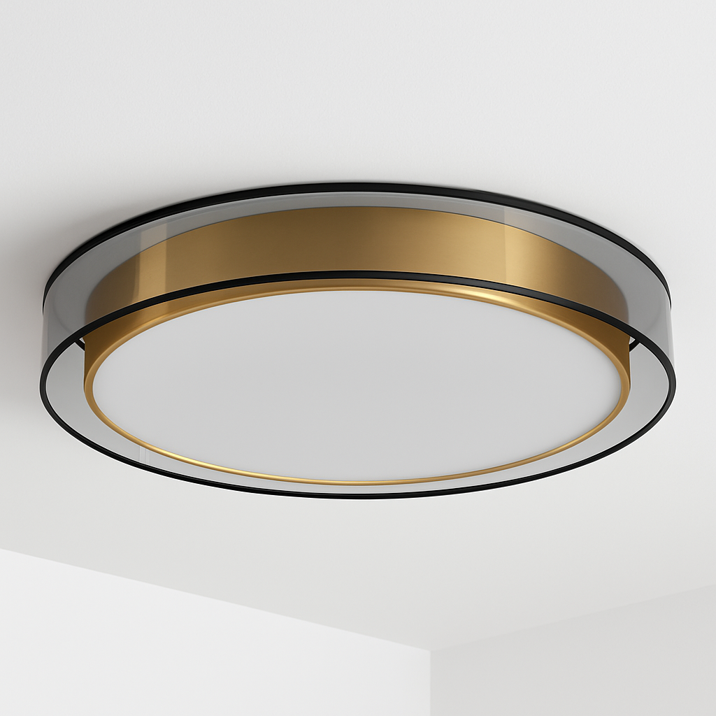 plafonnier en cuivre modernes abat-jour en maille Double abat-jour salon Led éclairage de plafond Loft chambre lumières créatives - vue 3 sur 9