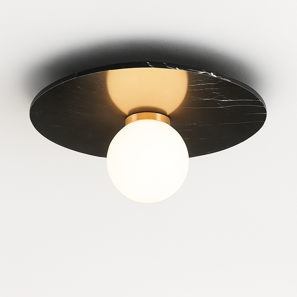 Plafonnier en marbre nordique pour la décoration intérieure salon chambre éclairage en marbre blanc noir vert pierre allée couloir lampe - vue 4 sur 9