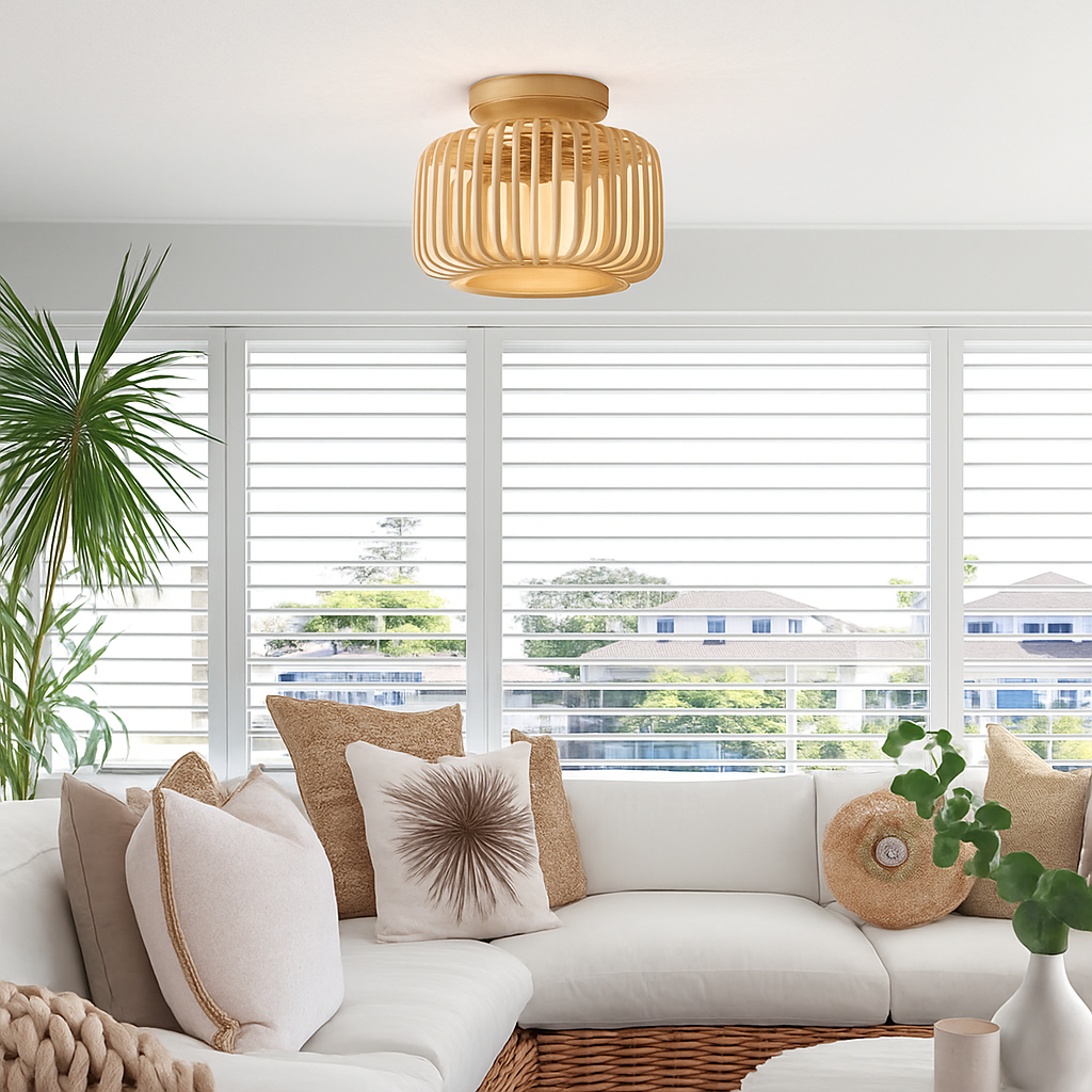 plafonnier en rotin et osier pour une décoration naturelle - vue 5 sur 8