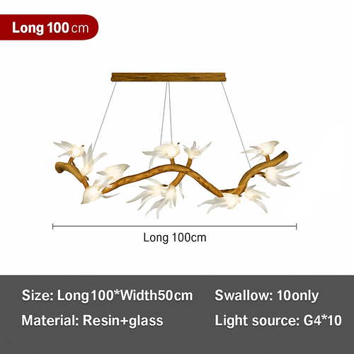 plafonnier en verre oiseau cristal avec lumière led - vue 8 sur 10