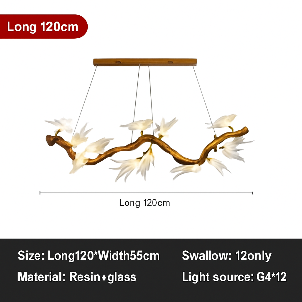 plafonnier en verre oiseau cristal avec lumière led - vue 8 sur 10