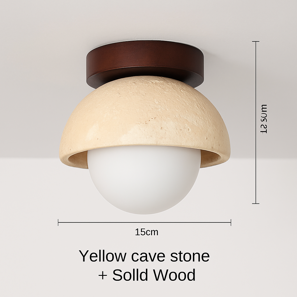 plafonnier japonais wabi-sabi en pierre pour extérieur et intérieur - vue 12 sur 14