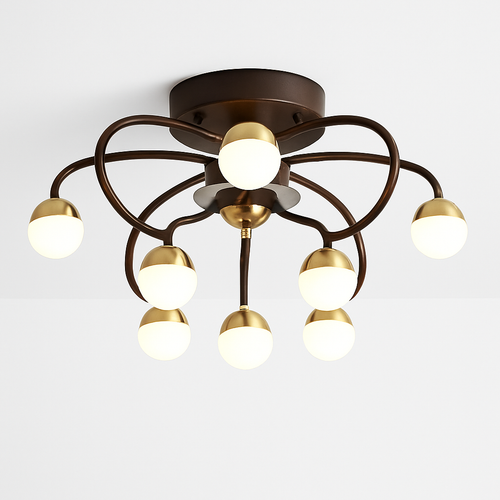 plafonnier led boule de verre ventilateur minimaliste éclairage moderne - vue 8 sur 9