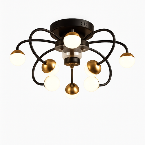 plafonnier led boule de verre ventilateur minimaliste éclairage moderne - vue 2 sur 9
