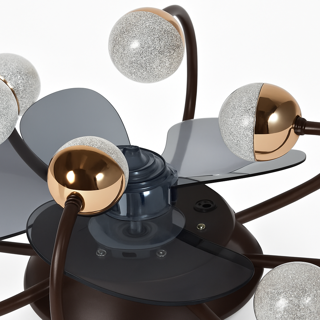 plafonnier led boule de verre ventilateur minimaliste éclairage moderne - vue 5 sur 9