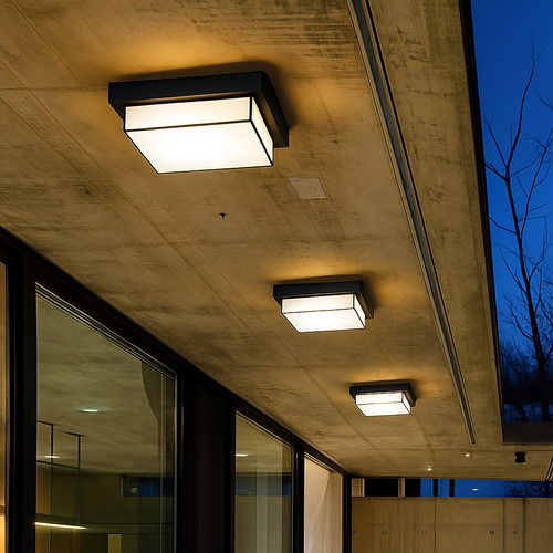 plafonnier led carré étanche pour extérieur jardin porche mur - vue 3 sur 13