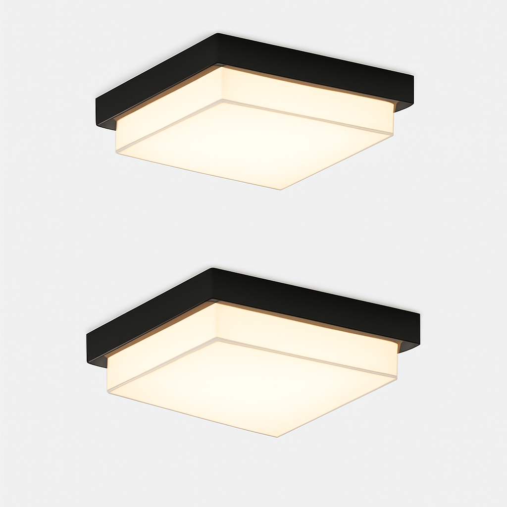plafonnier led carré étanche pour extérieur jardin porche mur - vue 5 sur 13