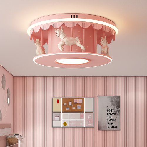 plafonnier led carrousel créative dessin animé luminaire pour filles - vue 3 sur 8