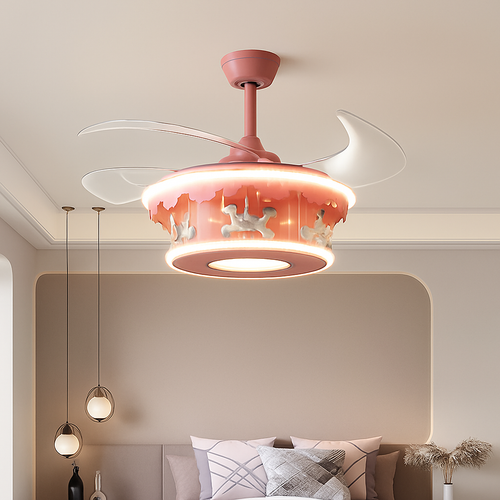 plafonnier led carrousel créative dessin animé luminaire pour filles - vue 5 sur 8
