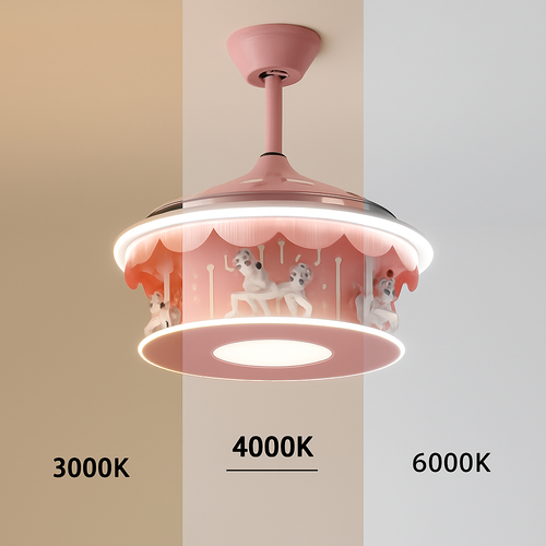 plafonnier led carrousel créative dessin animé luminaire pour filles - vue 6 sur 8