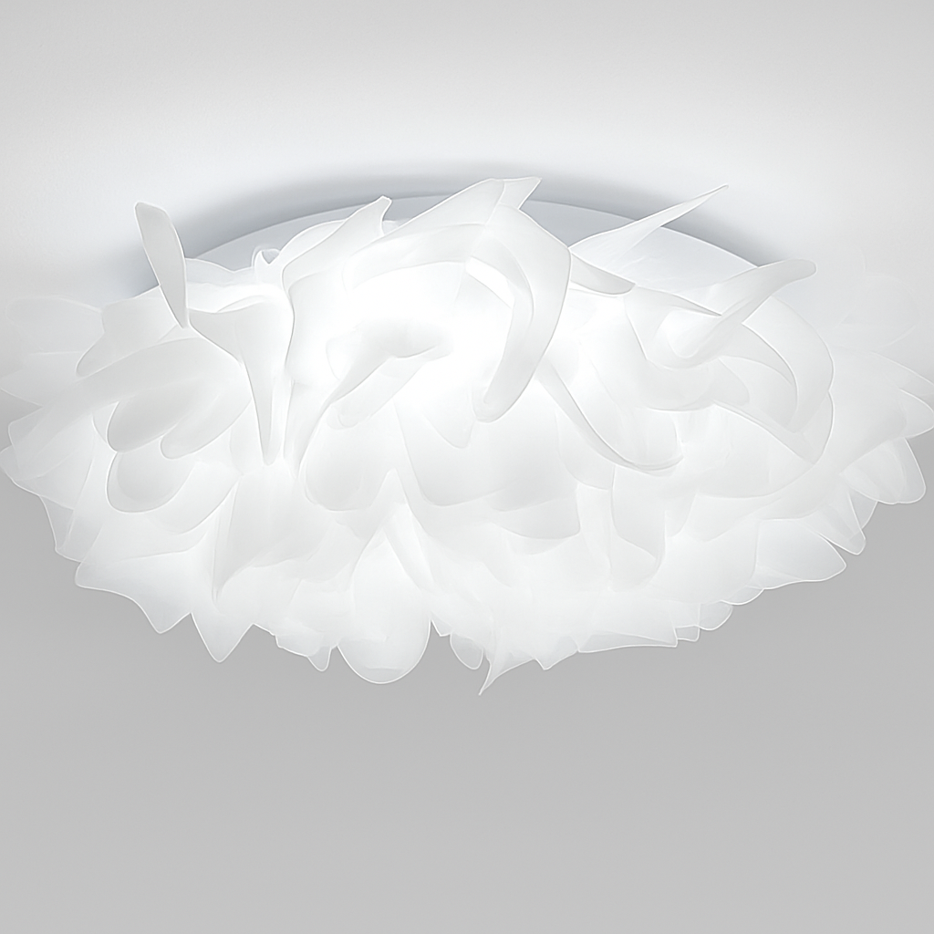 Plafonnier LED chic nordique fleurs blanches - vue 3 sur 6