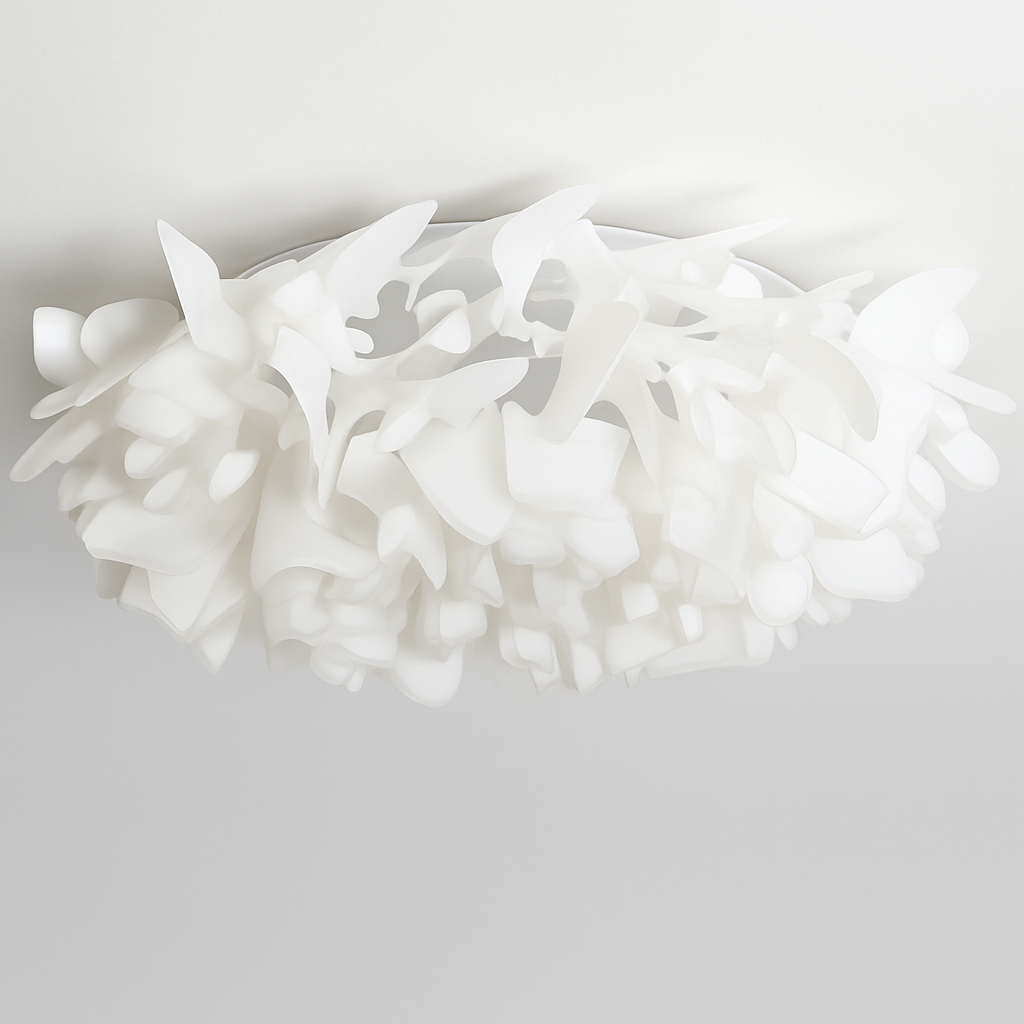 Plafonnier LED chic nordique fleurs blanches - vue 5 sur 6