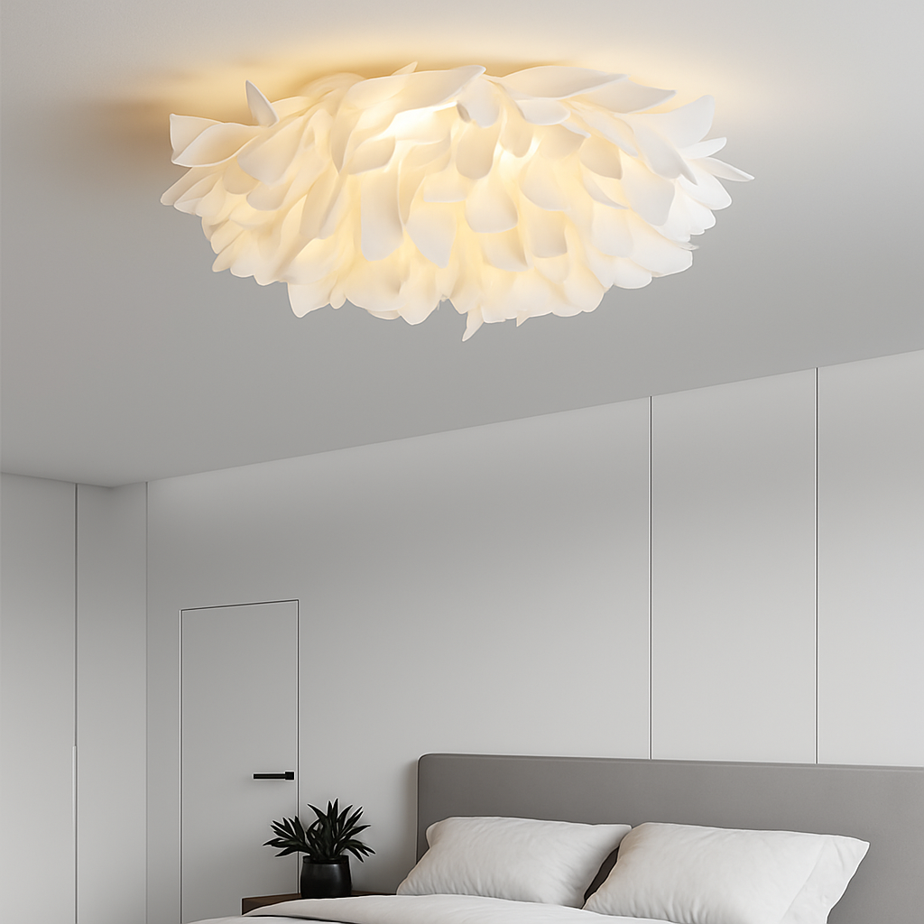 Plafonnier LED chic nordique fleurs blanches - vue 6 sur 6