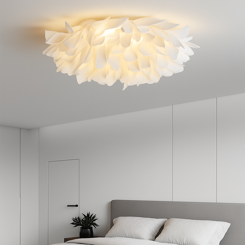 Plafonnier LED chic nordique fleurs blanches - vue 6 sur 6