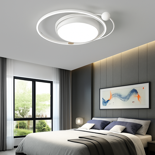 plafonnier led circulaire avec télécommande design simple 	 2024 - vue 5 sur 12