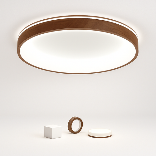 plafonnier led circulaire grain de bois design moderne éclairage minimaliste - vue 6 sur 14