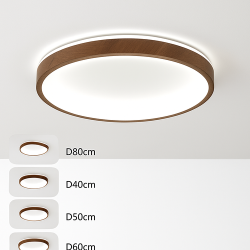plafonnier led circulaire grain de bois design moderne éclairage minimaliste - vue 7 sur 14