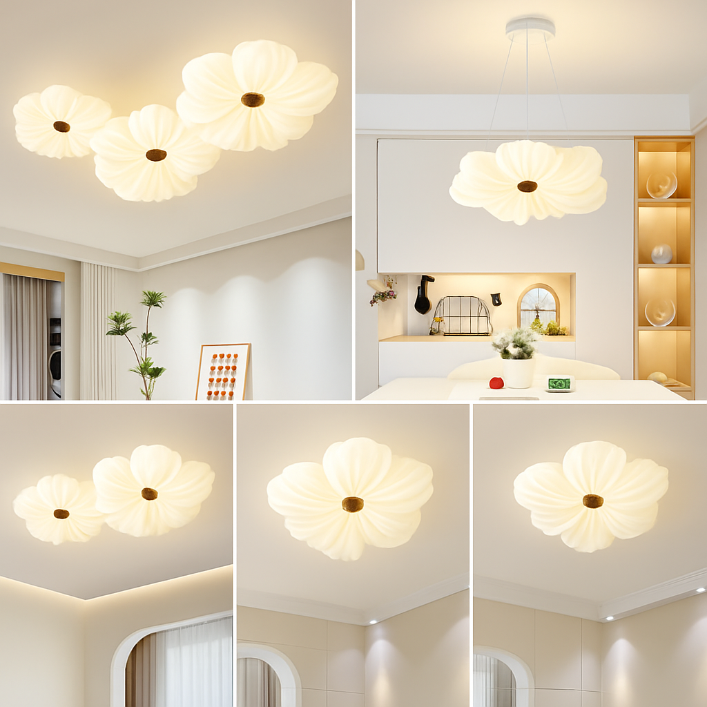 plafonnier led décoratif en forme de fleur style nordique - vue 6 sur 12