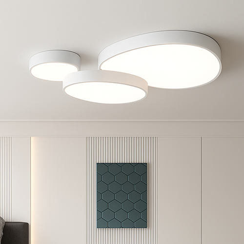 Plafonnier LED design décorative led noir blanc - vue 3 sur 12