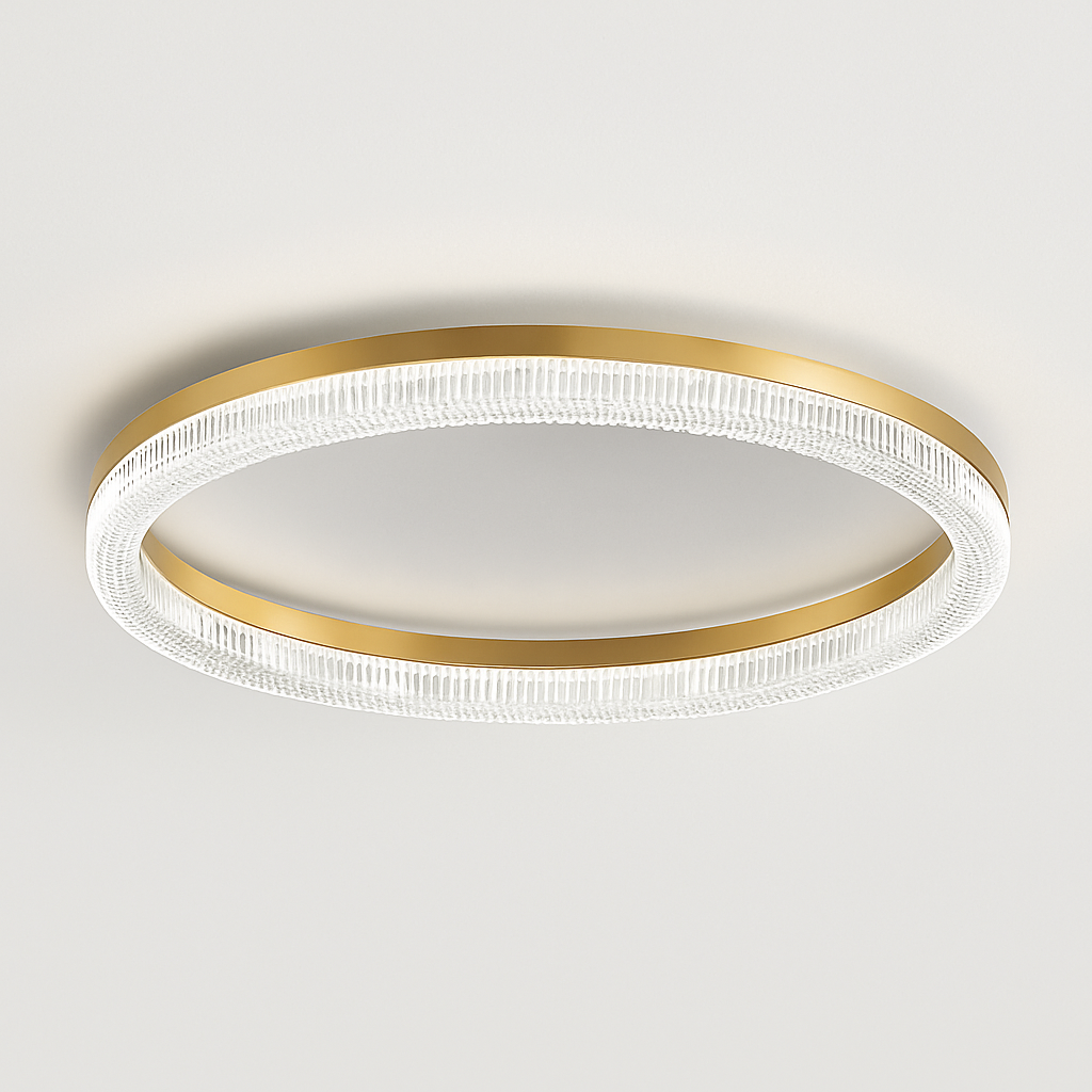 plafonnier led design moderne et simple en cristal doré rond et carré - vue 5 sur 10
