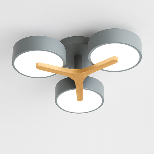 plafonnier led design nordique en bois pour décoration intérieure - vue 7 sur 17