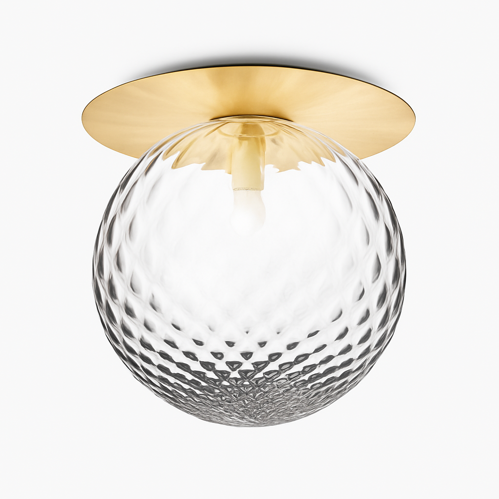 Plafonnier LED design rond doré avec boule en verre Porch - vue 4 sur 5