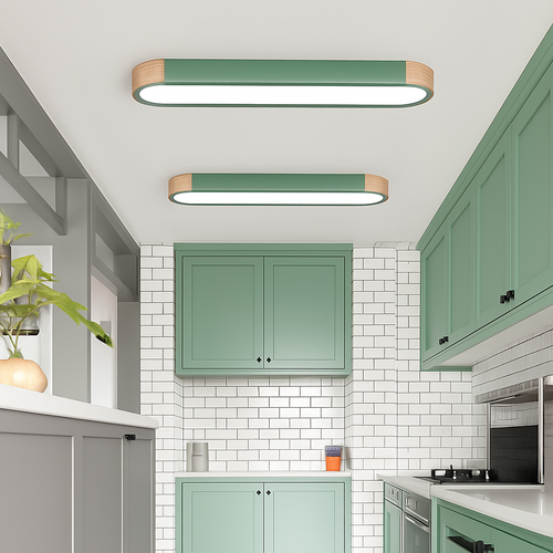 plafonnier led dimmable en bois pour divers espaces - vue 3 sur 15