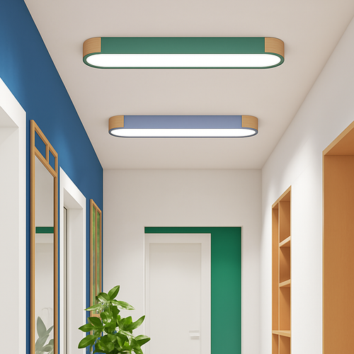 plafonnier led dimmable en bois pour divers espaces - vue 4 sur 15